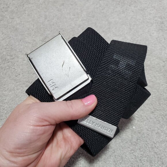 Helly Hansen Other - HELLY HANSEN Workwear Belt Nylon Canvas Logo Metal Clasp Black Silver Men's 38